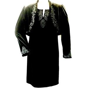 Laura Ashley Vtg Velvet Dress Bolero Jacket Black 8 10 Women Formal Whimsigoth